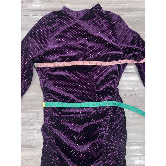 Zara Bloggers Favorite Festive Days Purple Velvet Sequin Open Back Dress NWT - Picture 12 of 15